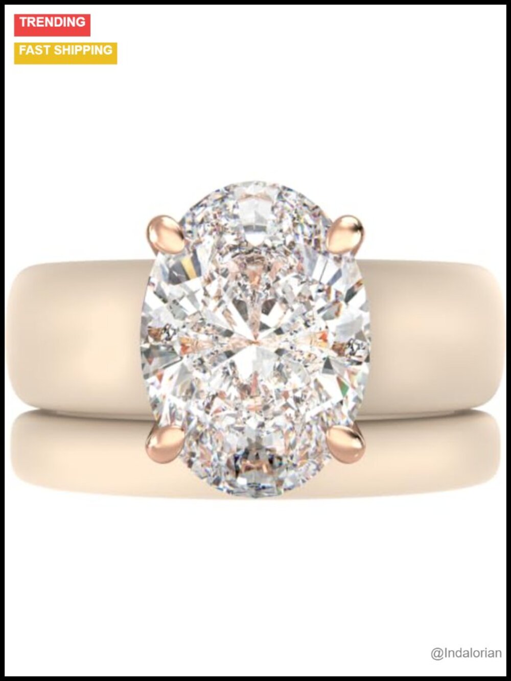 Silicone Ring Set with Stone Oval CZ Stackable Wedding Band